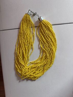 Yellow Beaded Multi-Strand Necklace - Unbranded